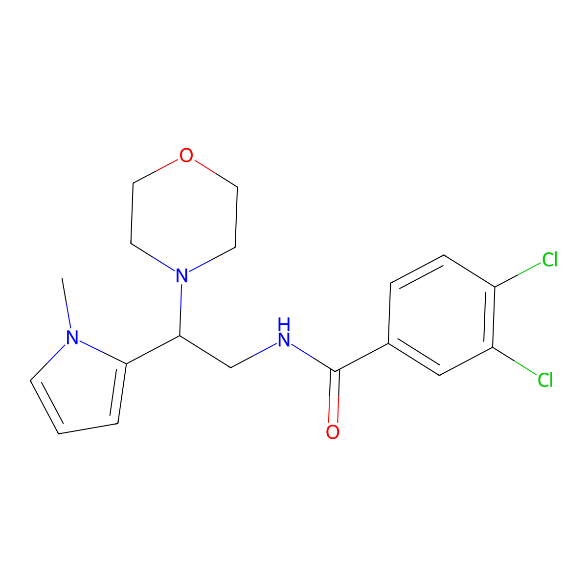 3,4-dichloro-N-(2-(1-methyl-1H-pyrrol-2-yl)-2-morpholinoethyl)benzamide molecular structure, CAS 1049462-90-9