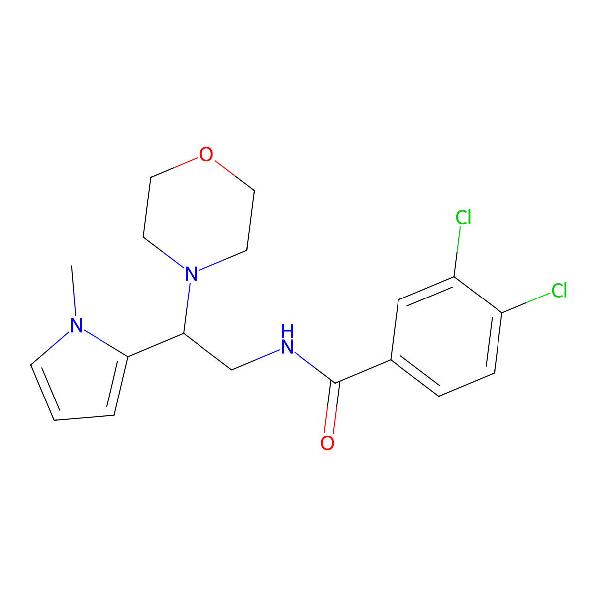 3,4-dichloro-N-(2-(1-methyl-1H-pyrrol-2-yl)-2-morpholinoethyl)benzamide molecular structure, CAS 1049462-90-9