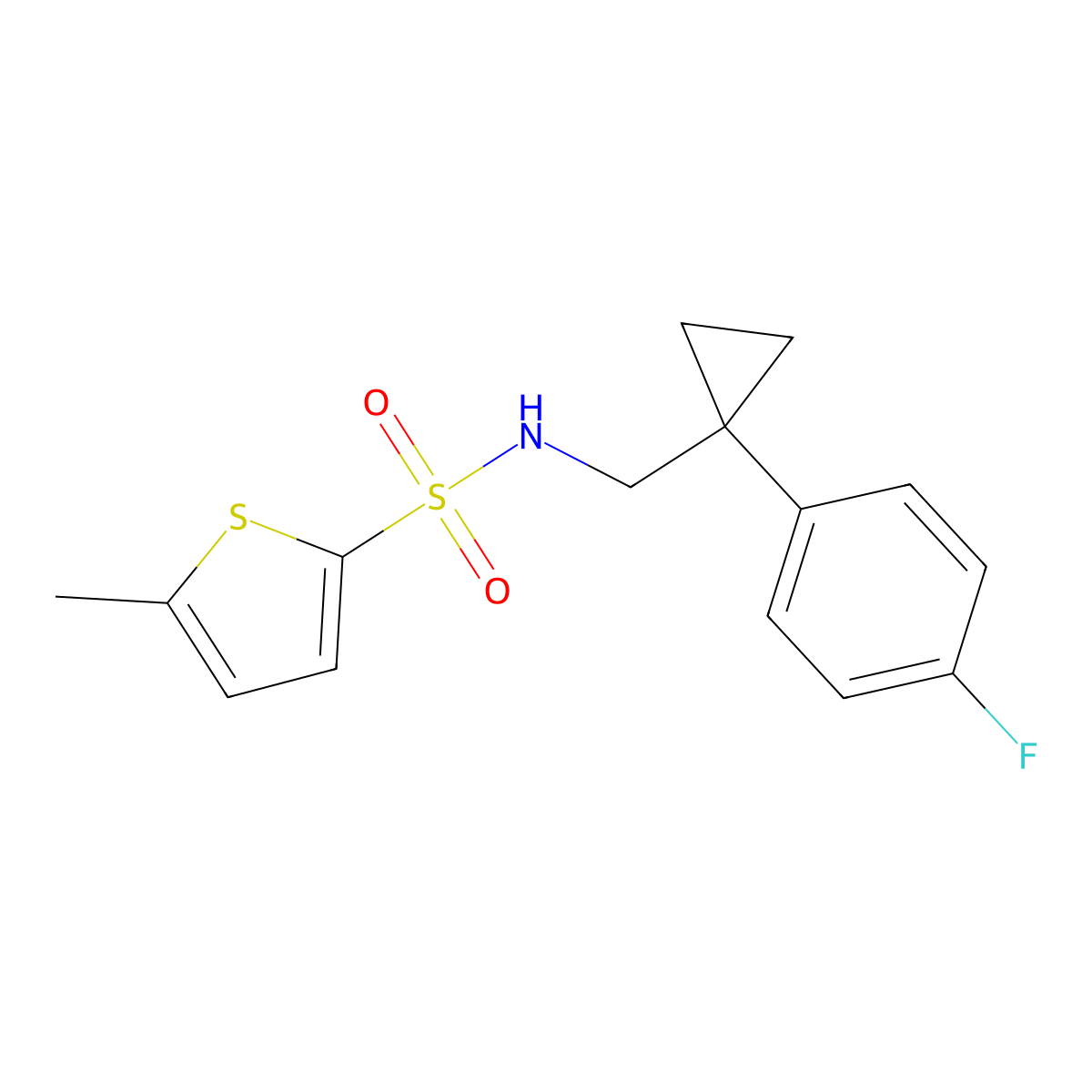 N-{[1-(4-fluorophenyl)cyclopropyl]methyl}-5-methylthiophene-2-sulfonamide molecular structure, CAS 1049463-40-2