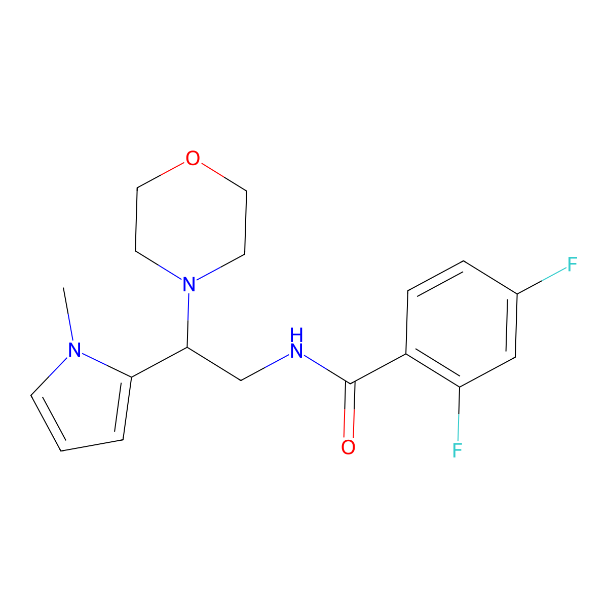 2,4-difluoro-N-(2-(1-methyl-1H-pyrrol-2-yl)-2-morpholinoethyl)benzamide molecular structure, CAS 1049463-54-8