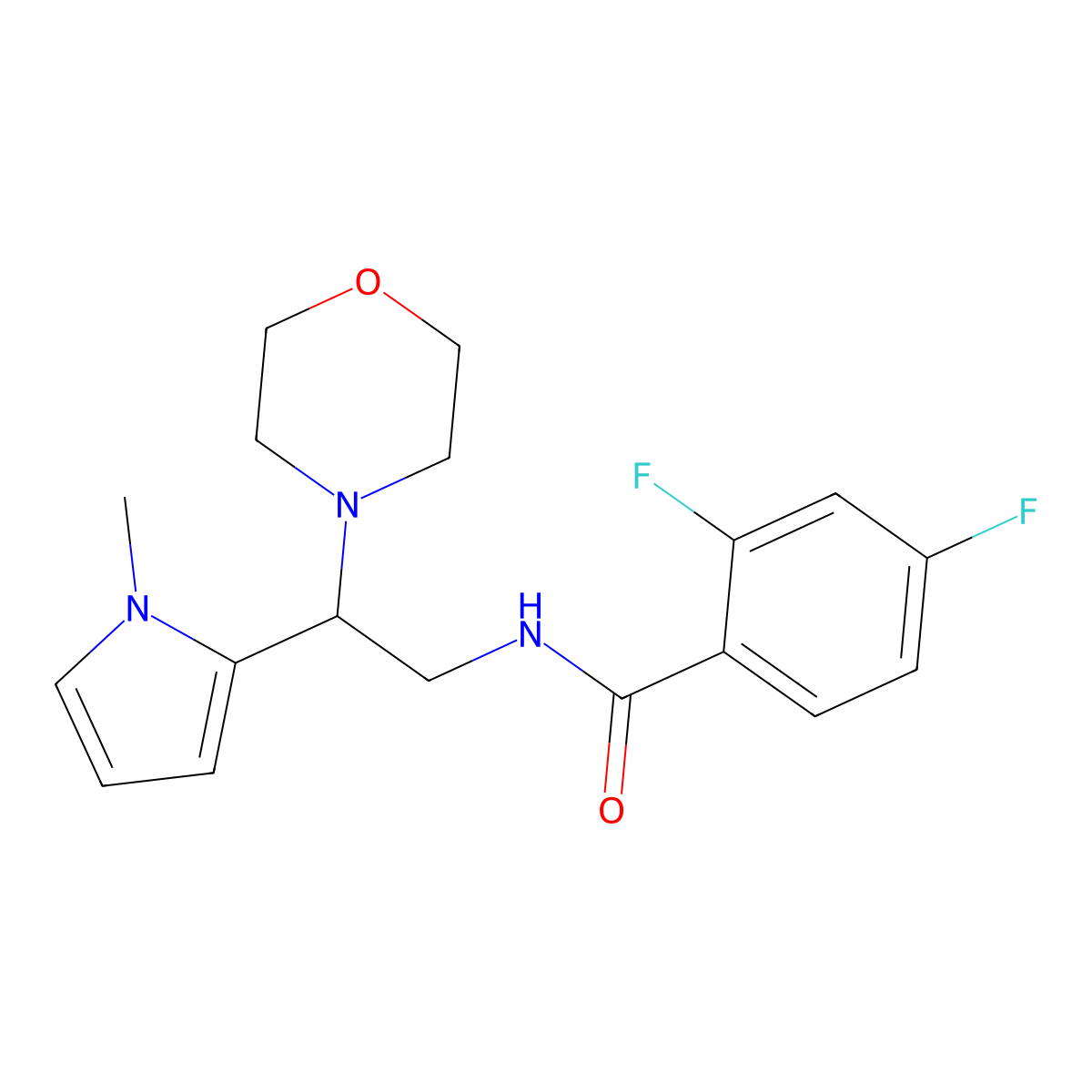 2,4-difluoro-N-(2-(1-methyl-1H-pyrrol-2-yl)-2-morpholinoethyl)benzamide molecular structure, CAS 1049463-54-8