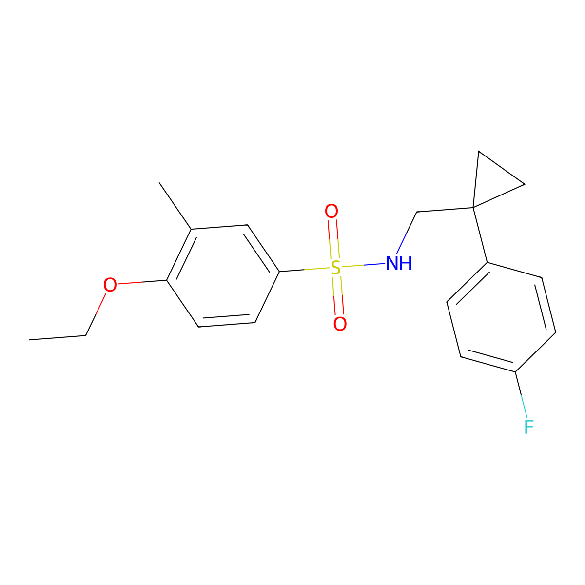 4-ethoxy-N-((1-(4-fluorophenyl)cyclopropyl)methyl)-3-methylbenzenesulfonamide molecular structure, CAS 1049463-64-0