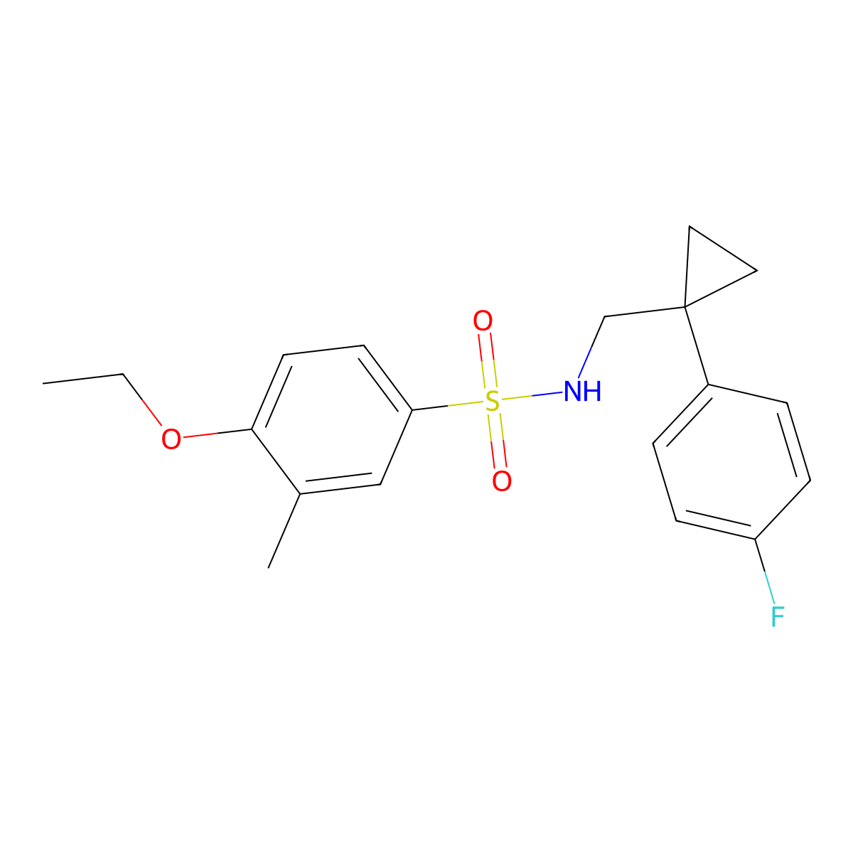 4-ethoxy-N-((1-(4-fluorophenyl)cyclopropyl)methyl)-3-methylbenzenesulfonamide molecular structure, CAS 1049463-64-0