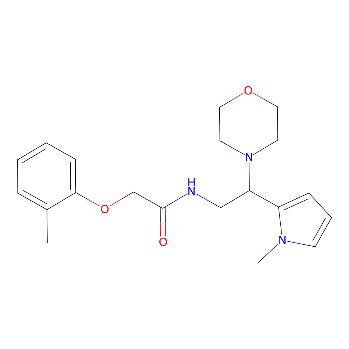 N-(2-(1-methyl-1H-pyrrol-2-yl)-2-morpholinoethyl)-2-(o-tolyloxy)acetamide molecular structure, CAS 1049464-15-4
