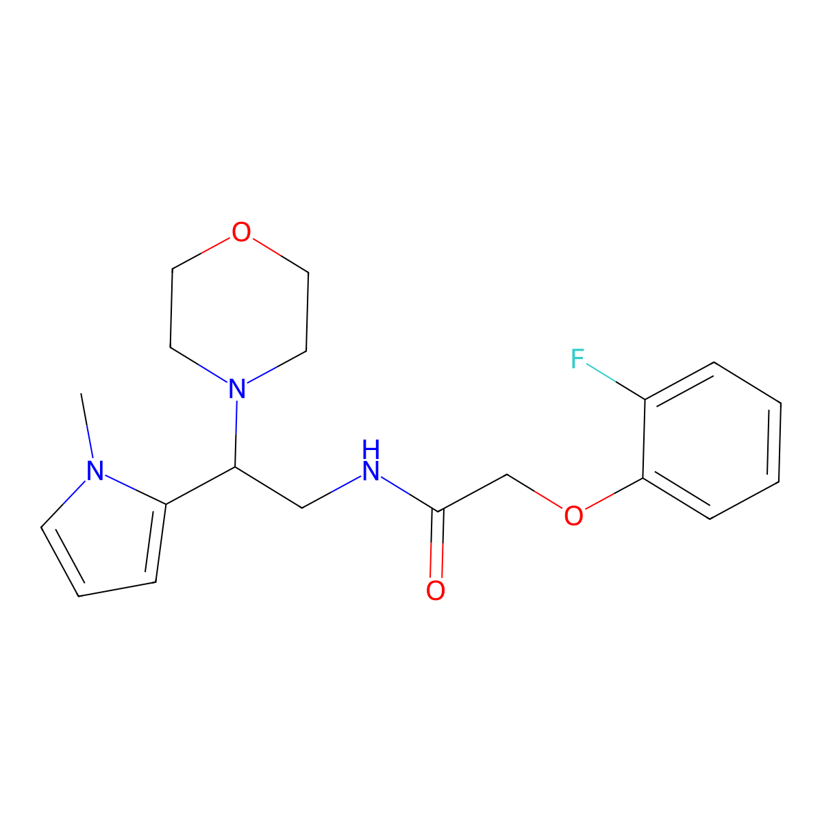 2-(2-fluorophenoxy)-N-(2-(1-methyl-1H-pyrrol-2-yl)-2-morpholinoethyl)acetamide molecular structure, CAS 1049464-22-3
