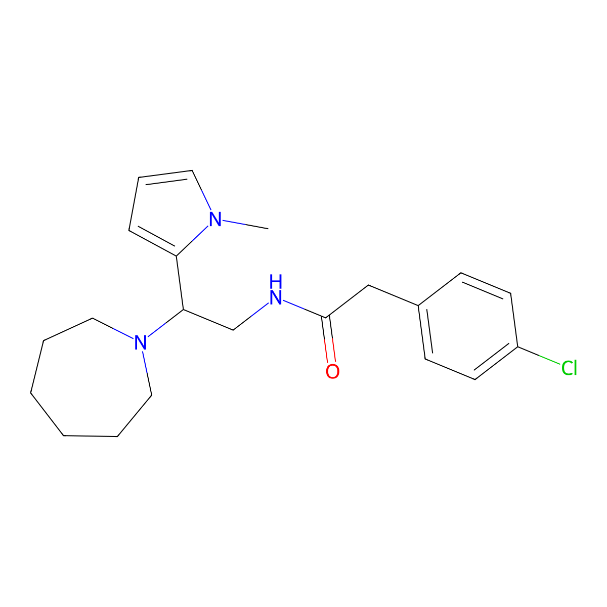 N-[2-(azepan-1-yl)-2-(1-methyl-1H-pyrrol-2-yl)ethyl]-2-(4-chlorophenyl)acetamide molecular structure, CAS 1049464-85-8