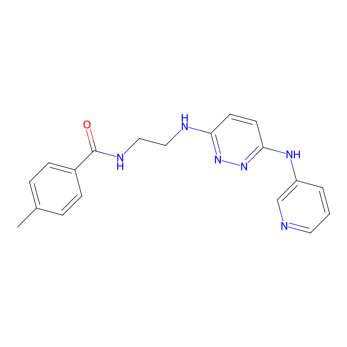 4-methyl-N-[2-({6-[(pyridin-3-yl)amino]pyridazin-3-yl}amino)ethyl]benzamide molecular structure, CAS 1049465-16-8