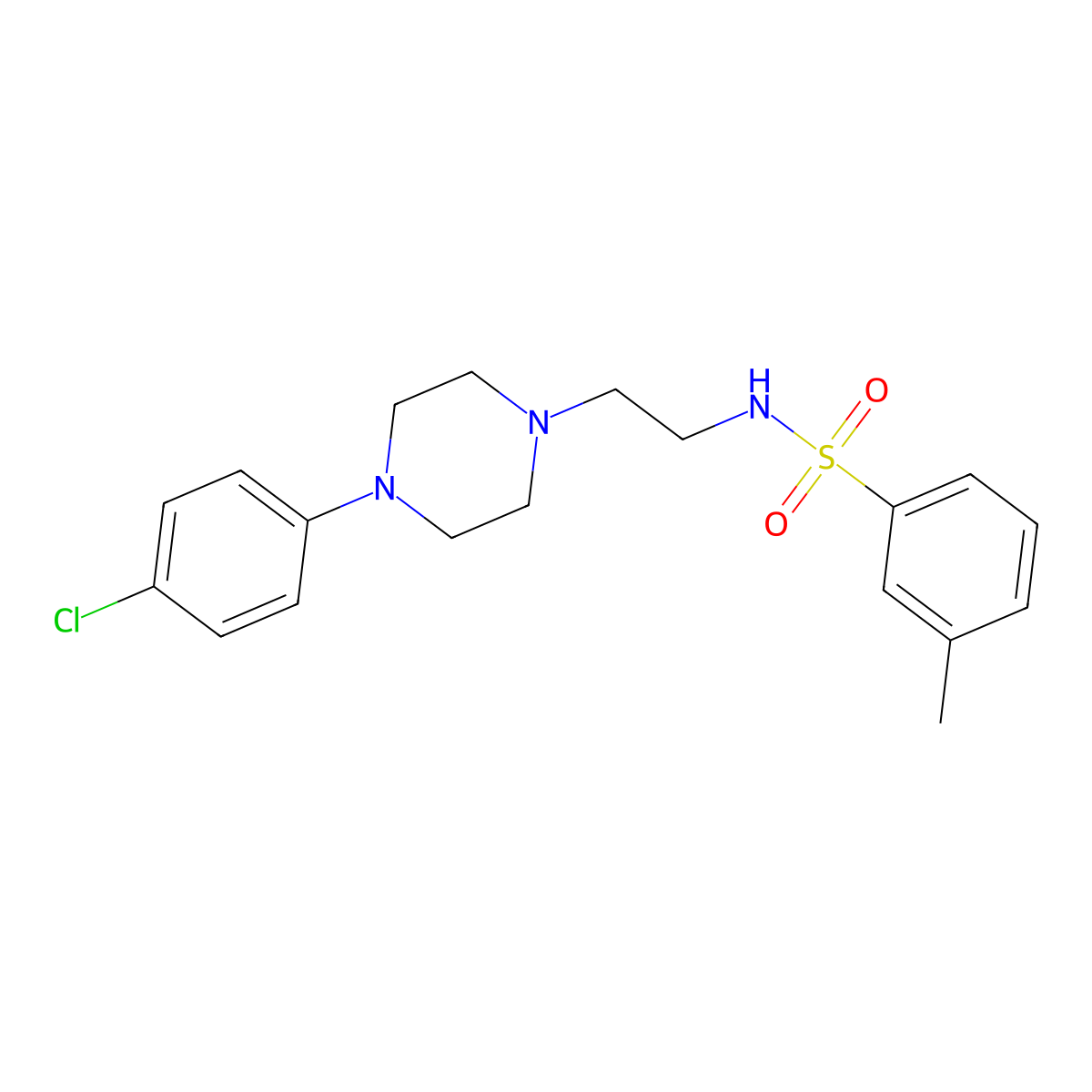 N-{2-[4-(4-chlorophenyl)piperazin-1-yl]ethyl}-3-methylbenzene-1-sulfonamide molecular structure, CAS 1049466-83-2