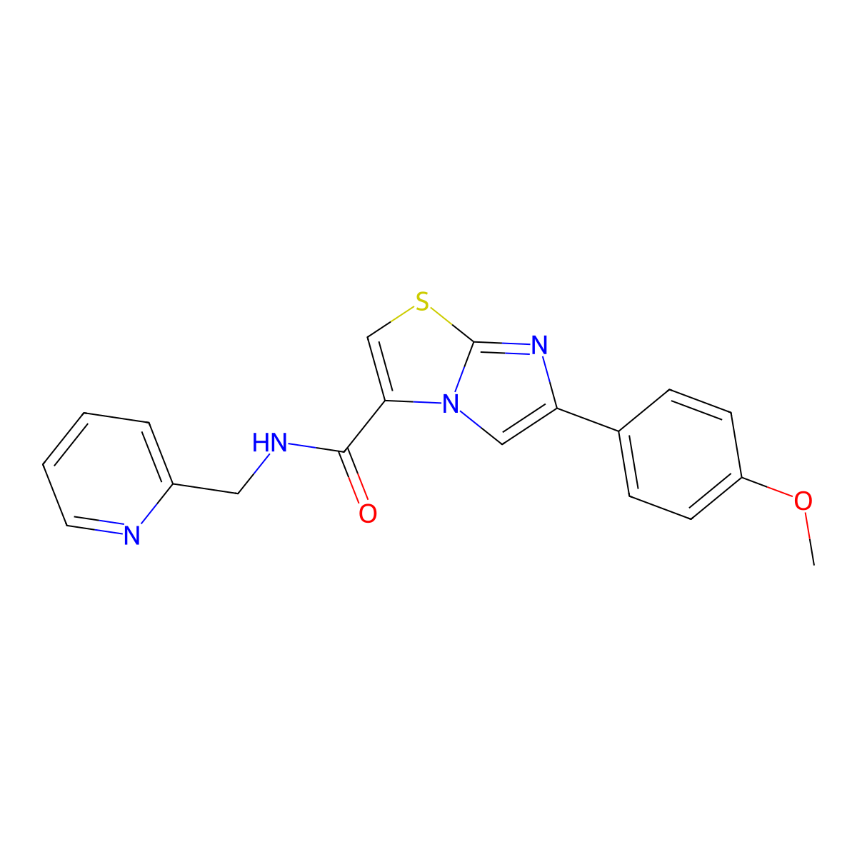 6-(4-methoxyphenyl)-N-(pyridin-2-ylmethyl)imidazo[2,1-b]thiazole-3-carboxamide molecular structure, CAS 1049467-70-0