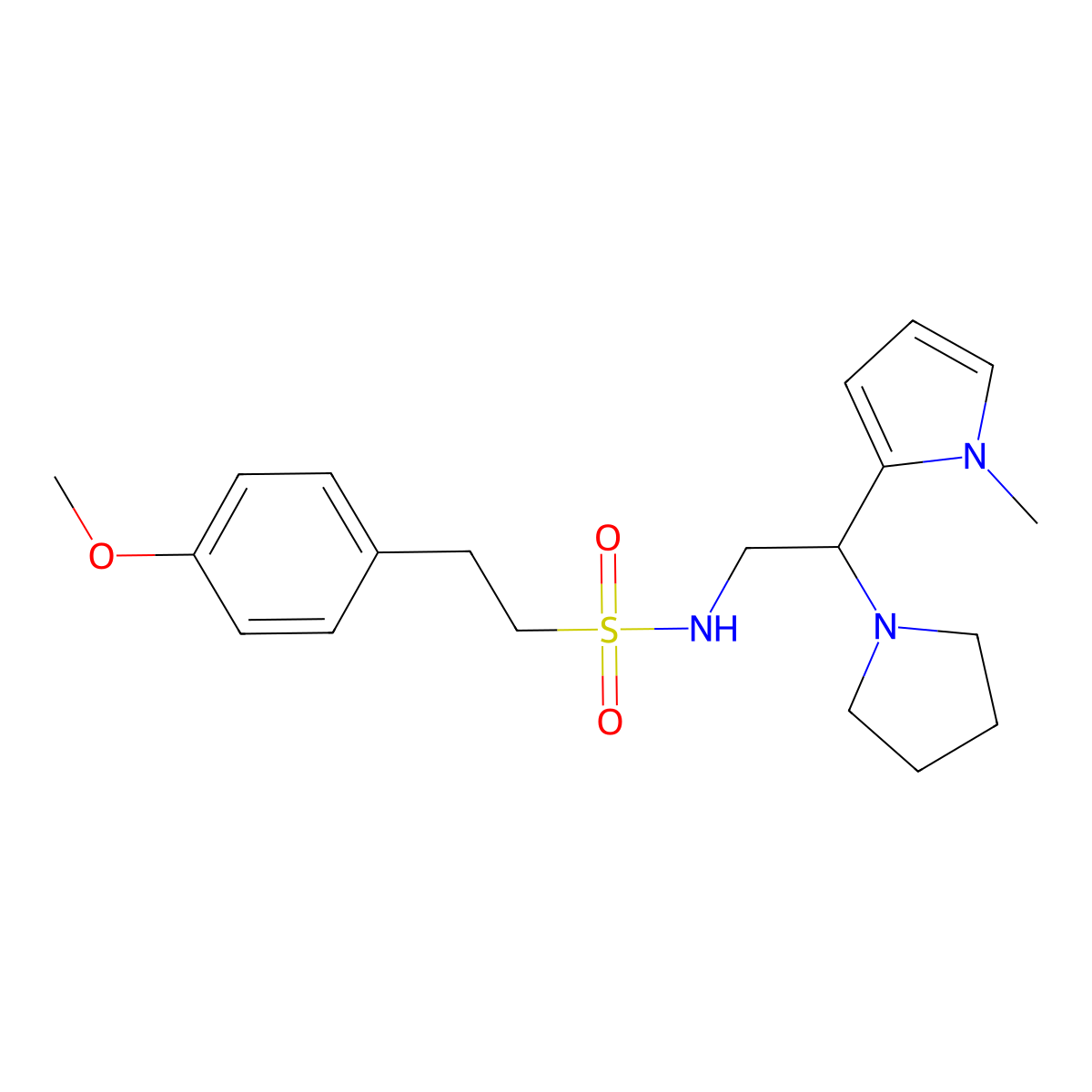 2-(4-methoxyphenyl)-N-(2-(1-methyl-1H-pyrrol-2-yl)-2-(pyrrolidin-1-yl)ethyl)ethanesulfonamide molecular structure, CAS 1049468-90-7