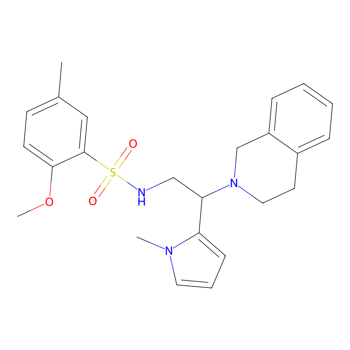 N-(2-(3,4-dihydroisoquinolin-2(1H)-yl)-2-(1-methyl-1H-pyrrol-2-yl)ethyl)-2-methoxy-5-methylbenzenesulfonamide molecular structure, CAS 1049469-48-8