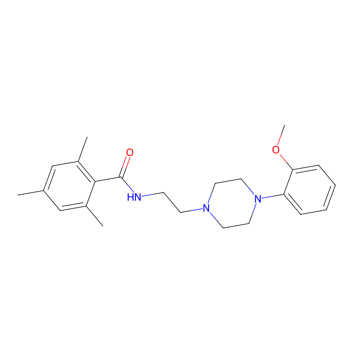 N-(2-(4-(2-methoxyphenyl)piperazin-1-yl)ethyl)-2,4,6-trimethylbenzamide molecular structure, CAS 1049469-64-8