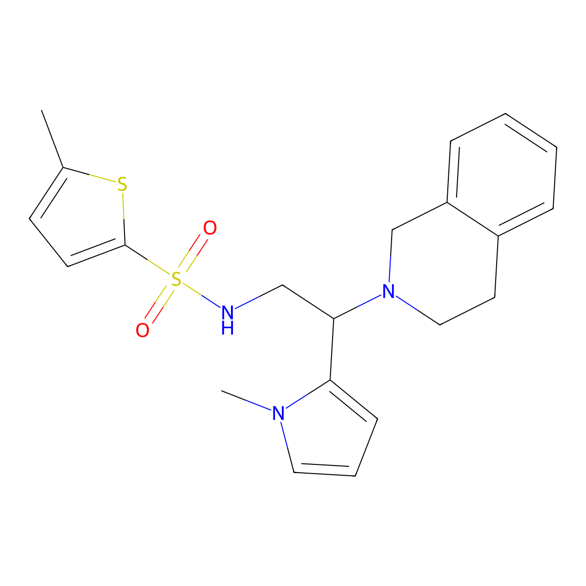 N-(2-(3,4-dihydroisoquinolin-2(1H)-yl)-2-(1-methyl-1H-pyrrol-2-yl)ethyl)-5-methylthiophene-2-sulfonamide molecular structure, CAS 1049469-68-2