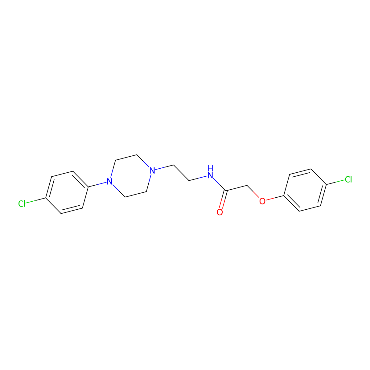 2-(4-chlorophenoxy)-N-{2-[4-(4-chlorophenyl)piperazin-1-yl]ethyl}acetamide molecular structure, CAS 1049470-08-7