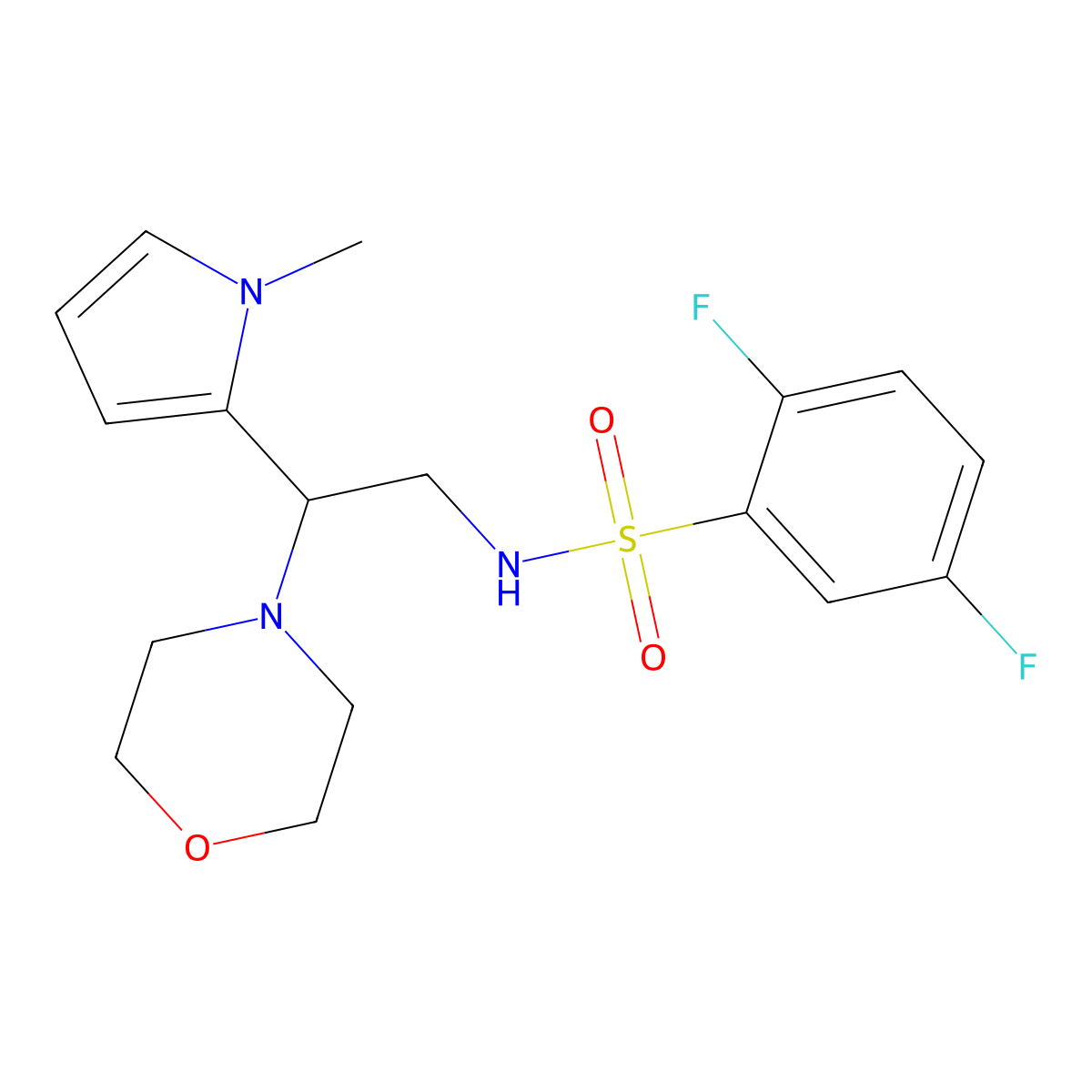 2,5-difluoro-N-(2-(1-methyl-1H-pyrrol-2-yl)-2-morpholinoethyl)benzenesulfonamide molecular structure, CAS 1049470-42-9