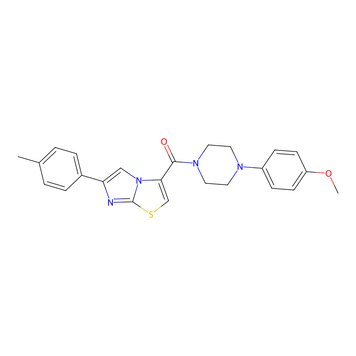 (4-(4-Methoxyphenyl)piperazin-1-yl)(6-(p-tolyl)imidazo[2,1-b]thiazol-3-yl)methanone molecular structure, CAS 1049470-87-2