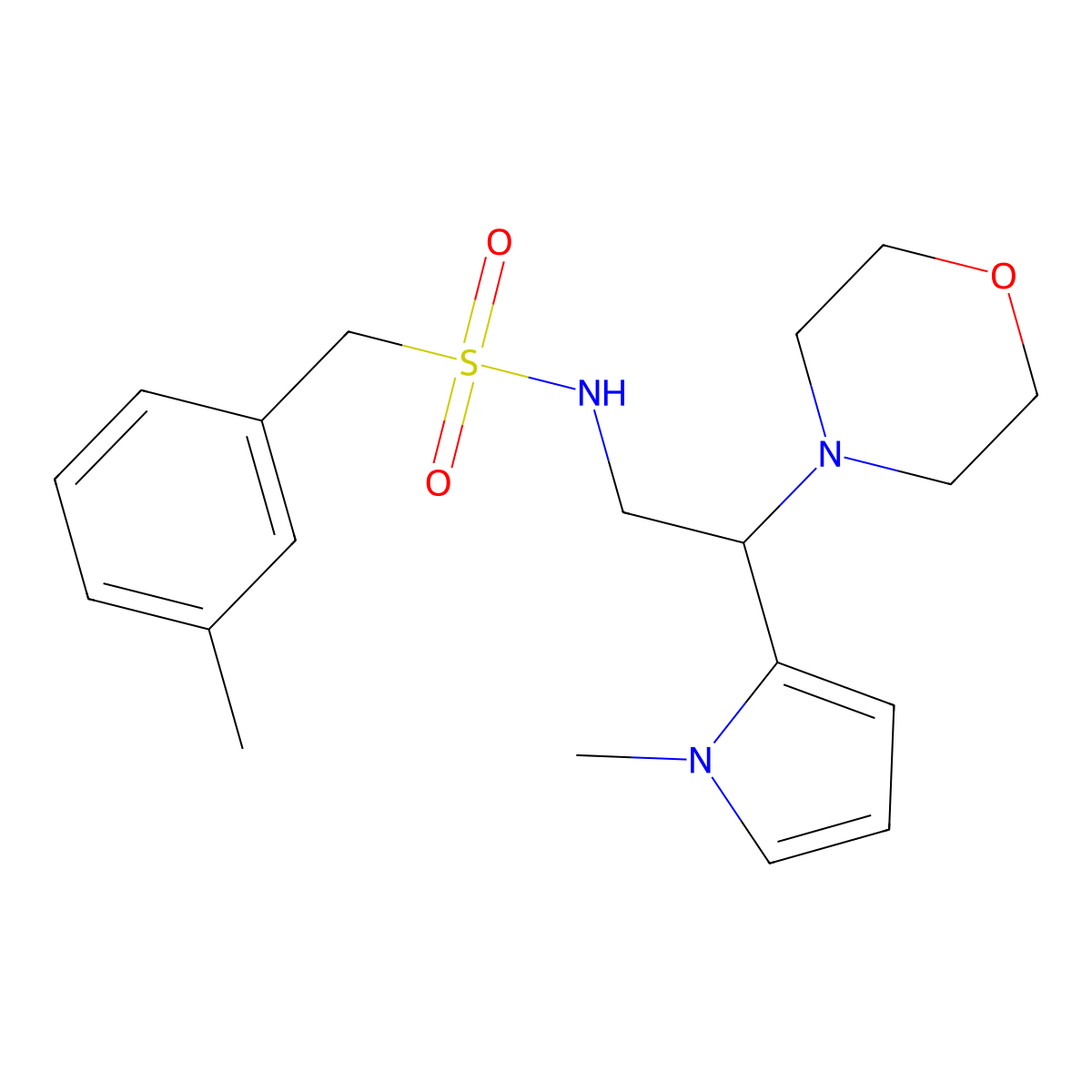 N-(2-(1-methyl-1H-pyrrol-2-yl)-2-morpholinoethyl)-1-(m-tolyl)methanesulfonamide molecular structure, CAS 1049471-79-5