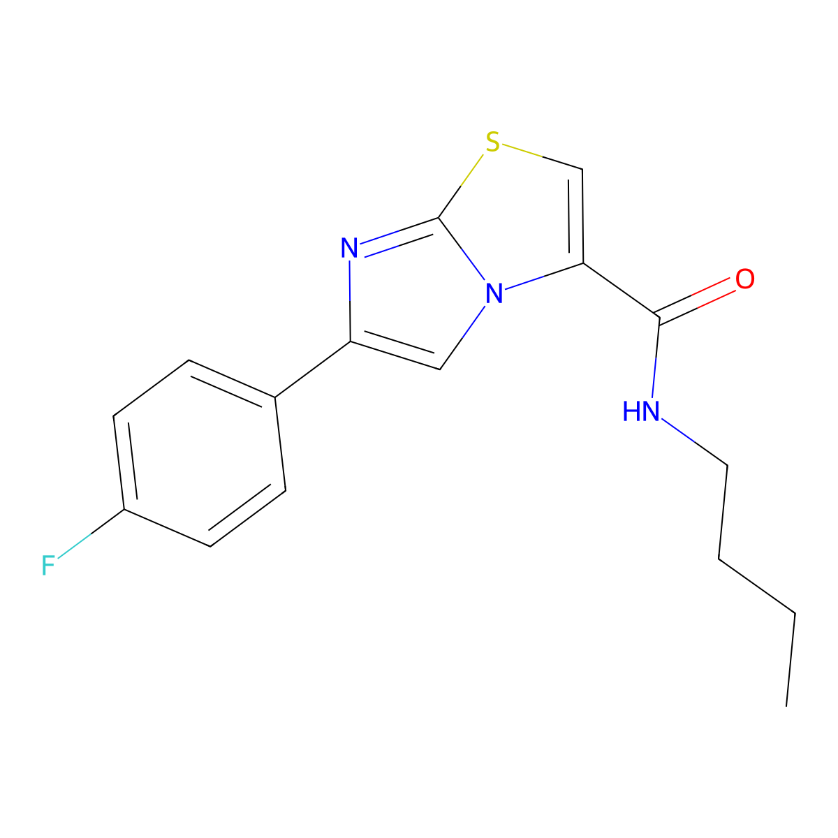 N-butyl-6-(4-fluorophenyl)imidazo[2,1-b]thiazole-3-carboxamide molecular structure, CAS 1049471-93-3