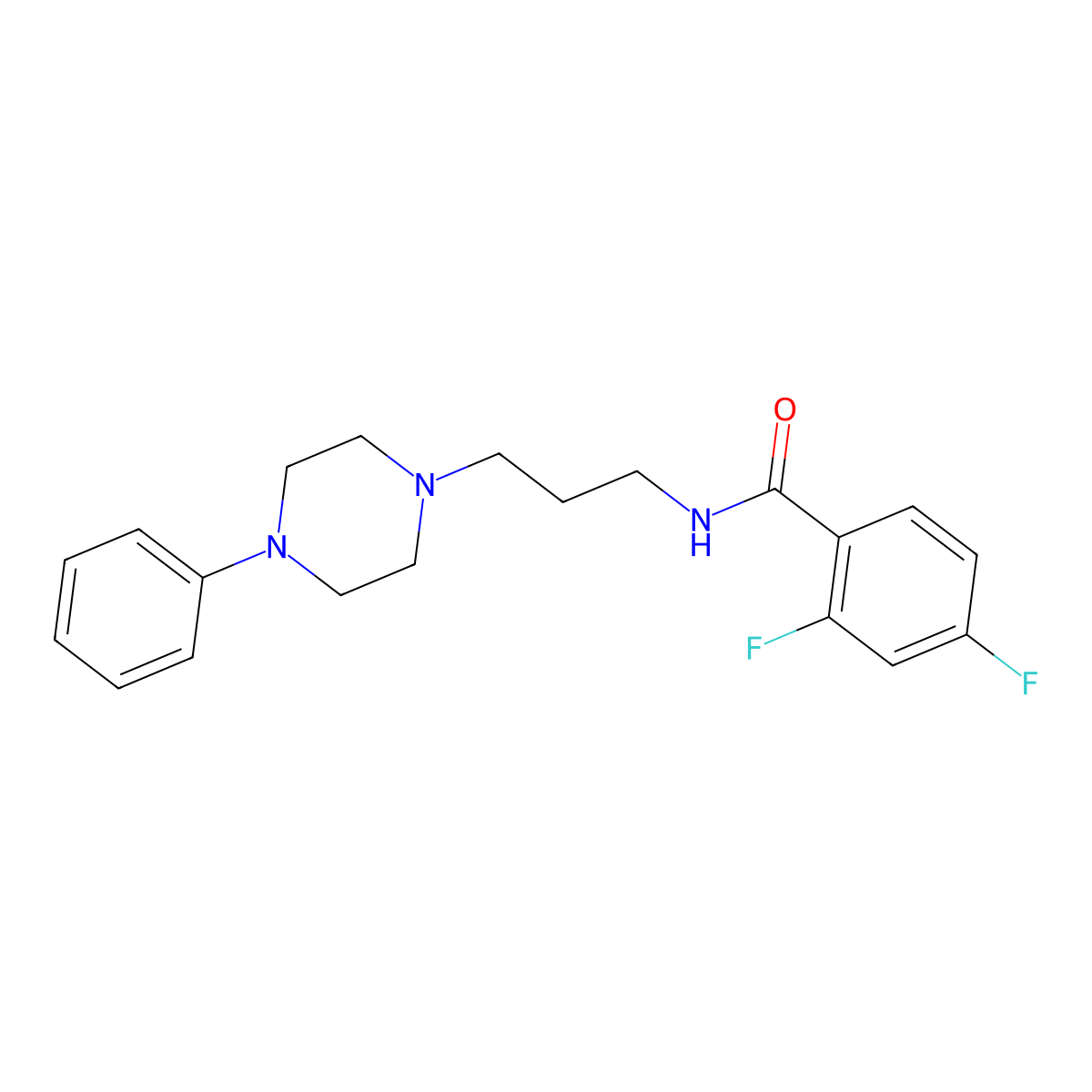 2,4-difluoro-N-[3-(4-phenylpiperazin-1-yl)propyl]benzamide molecular structure, CAS 1049474-69-2