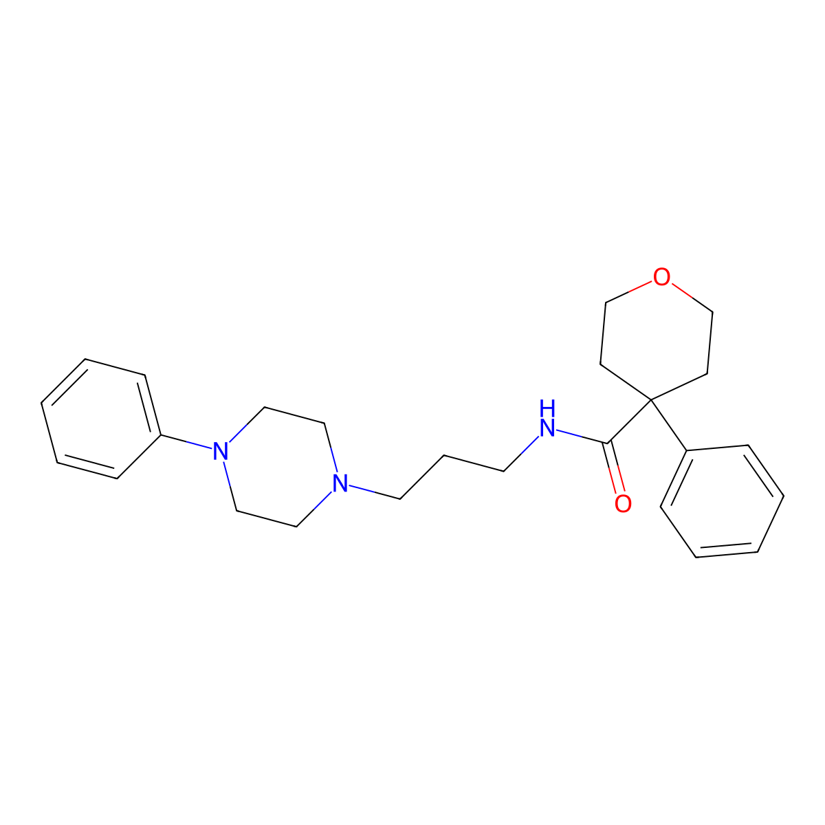 4-phenyl-N-[3-(4-phenylpiperazin-1-yl)propyl]oxane-4-carboxamide molecular structure, CAS 1049475-45-7