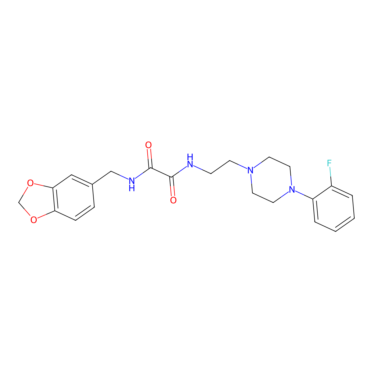 N1-(benzo[d][1,3]dioxol-5-ylmethyl)-N2-(2-(4-(2-fluorophenyl)piperazin-1-yl)ethyl)oxalamide molecular structure, CAS 1049476-03-0