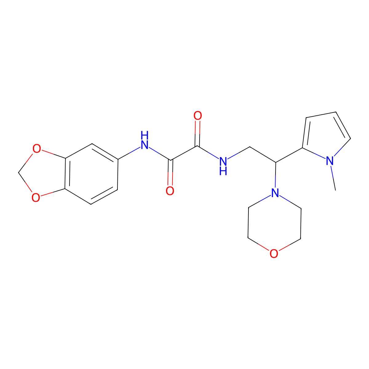 N1-(benzo[d][1,3]dioxol-5-yl)-N2-(2-(1-methyl-1H-pyrrol-2-yl)-2-morpholinoethyl)oxalamide molecular structure, CAS 1049477-47-5