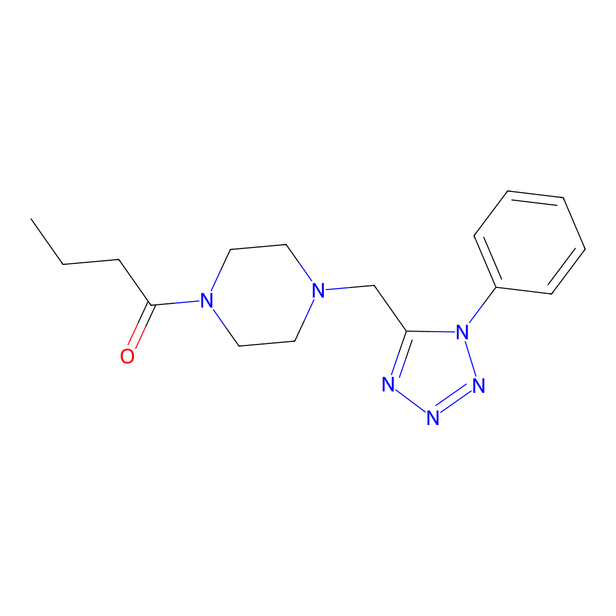 1-(4-((1-phenyl-1H-tetrazol-5-yl)methyl)piperazin-1-yl)butan-1-one molecular structure, CAS 1049477-55-5