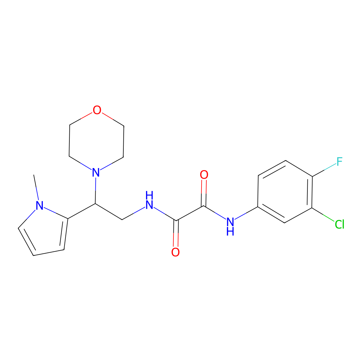 N1-(3-chloro-4-fluorophenyl)-N2-(2-(1-methyl-1H-pyrrol-2-yl)-2-morpholinoethyl)oxalamide molecular structure, CAS 1049477-72-6