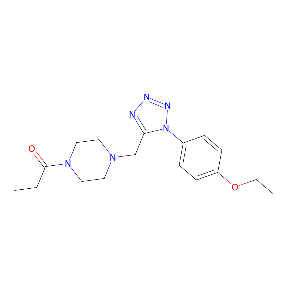 1-(4-((1-(4-ethoxyphenyl)-1H-tetrazol-5-yl)methyl)piperazin-1-yl)propan-1-one molecular structure, CAS 1049478-04-7