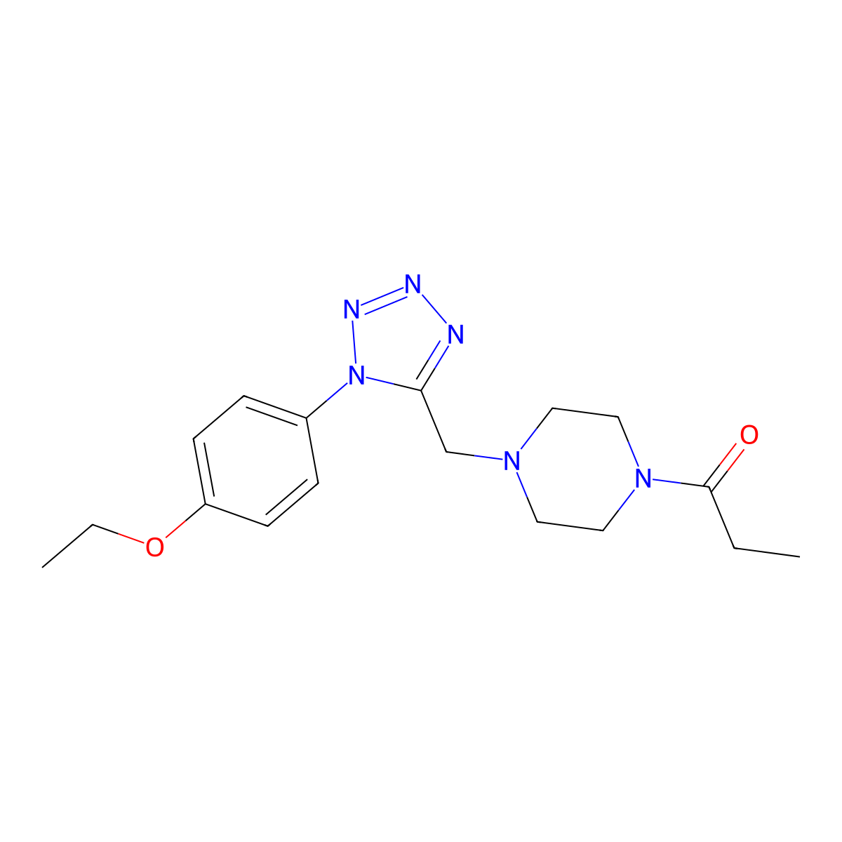 1-(4-((1-(4-ethoxyphenyl)-1H-tetrazol-5-yl)methyl)piperazin-1-yl)propan-1-one molecular structure, CAS 1049478-04-7
