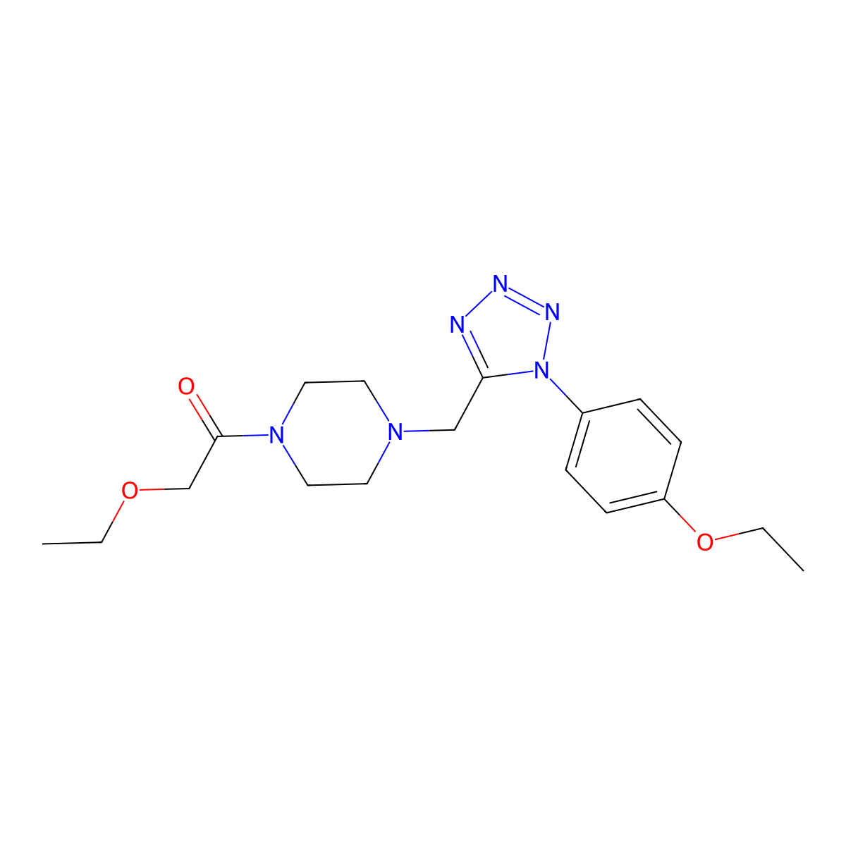 2-ethoxy-1-(4-((1-(4-ethoxyphenyl)-1H-tetrazol-5-yl)methyl)piperazin-1-yl)ethanone molecular structure, CAS 1049478-34-3