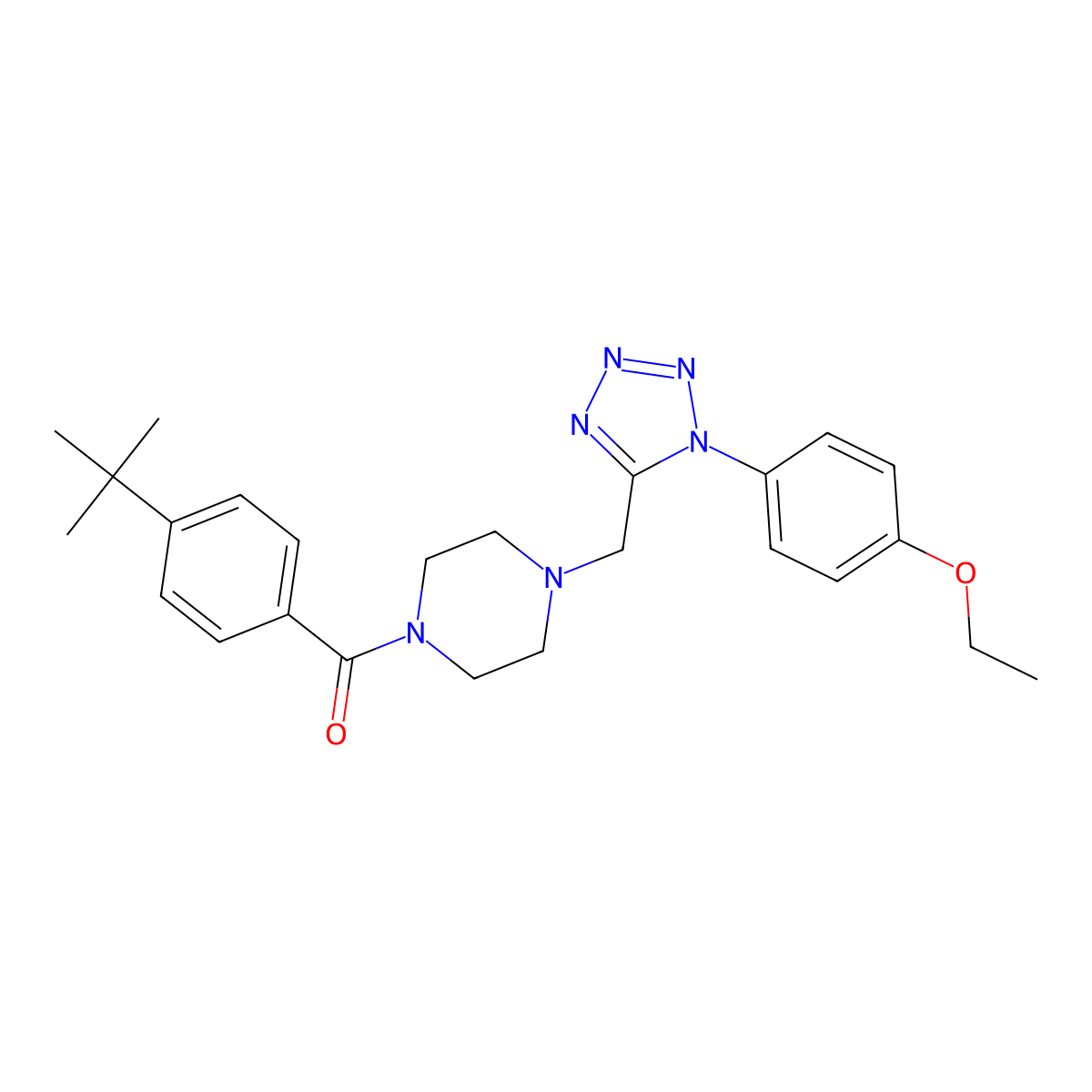 (4-(tert-butyl)phenyl)(4-((1-(4-ethoxyphenyl)-1H-tetrazol-5-yl)methyl)piperazin-1-yl)methanone molecular structure, CAS 1049478-53-6