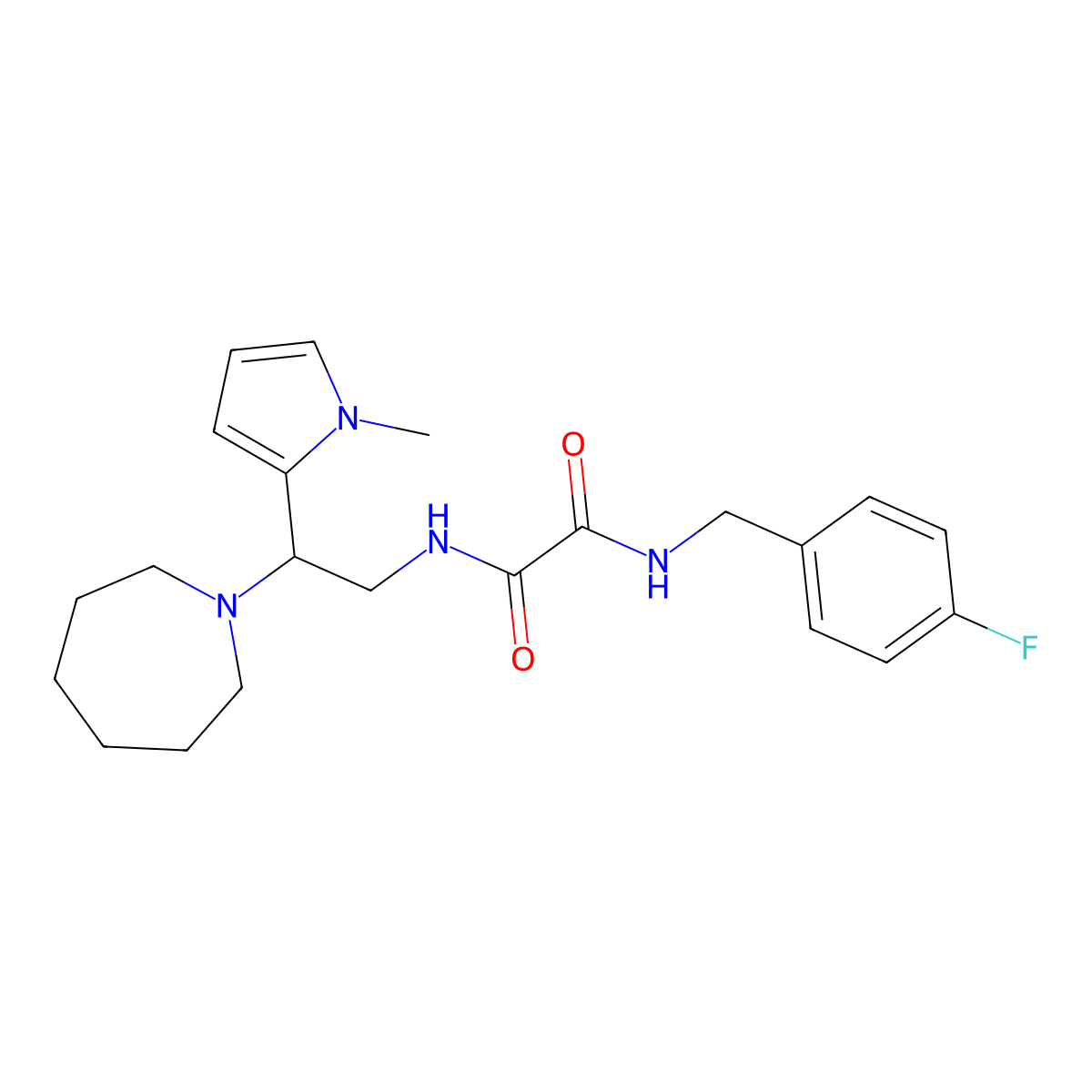 N1-(2-(azepan-1-yl)-2-(1-methyl-1H-pyrrol-2-yl)ethyl)-N2-(4-fluorobenzyl)oxalamide molecular structure, CAS 1049478-86-5