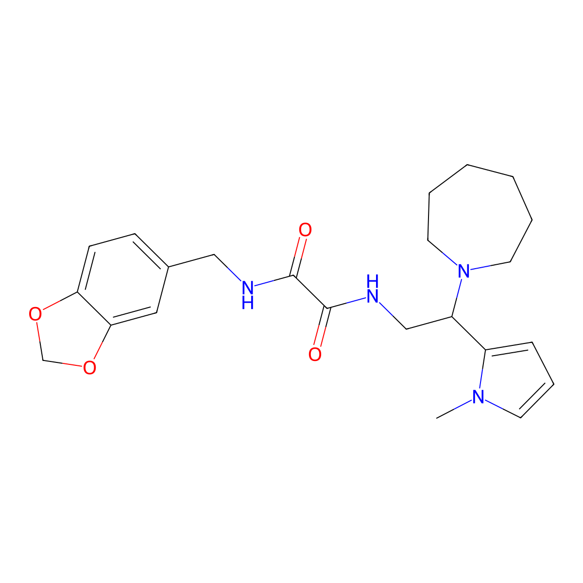 N1-(2-(azepan-1-yl)-2-(1-methyl-1H-pyrrol-2-yl)ethyl)-N2-(benzo[d][1,3]dioxol-5-ylmethyl)oxalamide molecular structure, CAS 1049479-01-7