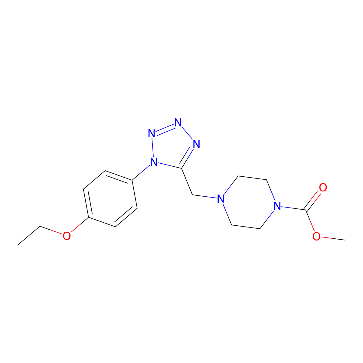 methyl 4-((1-(4-ethoxyphenyl)-1H-tetrazol-5-yl)methyl)piperazine-1-carboxylate molecular structure, CAS 1049480-81-0