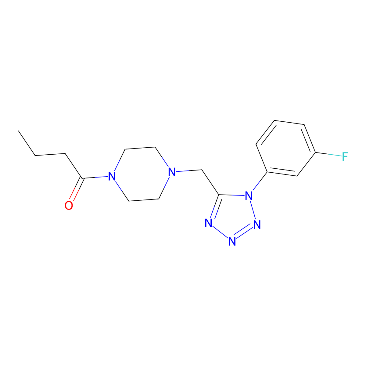 1-(4-((1-(3-fluorophenyl)-1H-tetrazol-5-yl)methyl)piperazin-1-yl)butan-1-one molecular structure, CAS 1049481-22-2