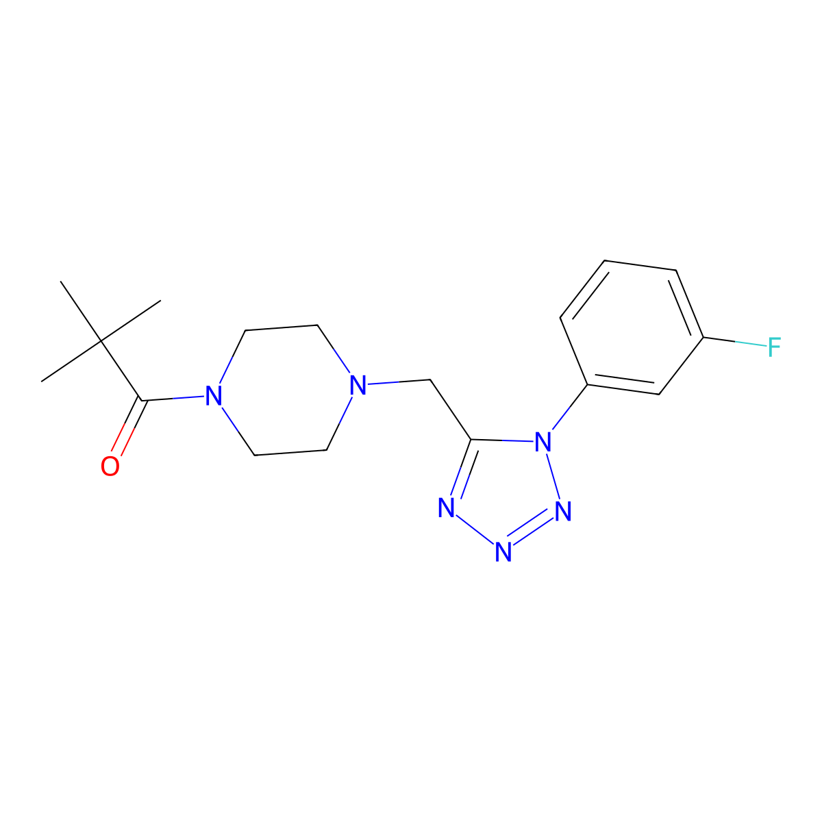 1-(4-((1-(3-fluorophenyl)-1H-tetrazol-5-yl)methyl)piperazin-1-yl)-2,2-dimethylpropan-1-one molecular structure, CAS 1049481-29-9
