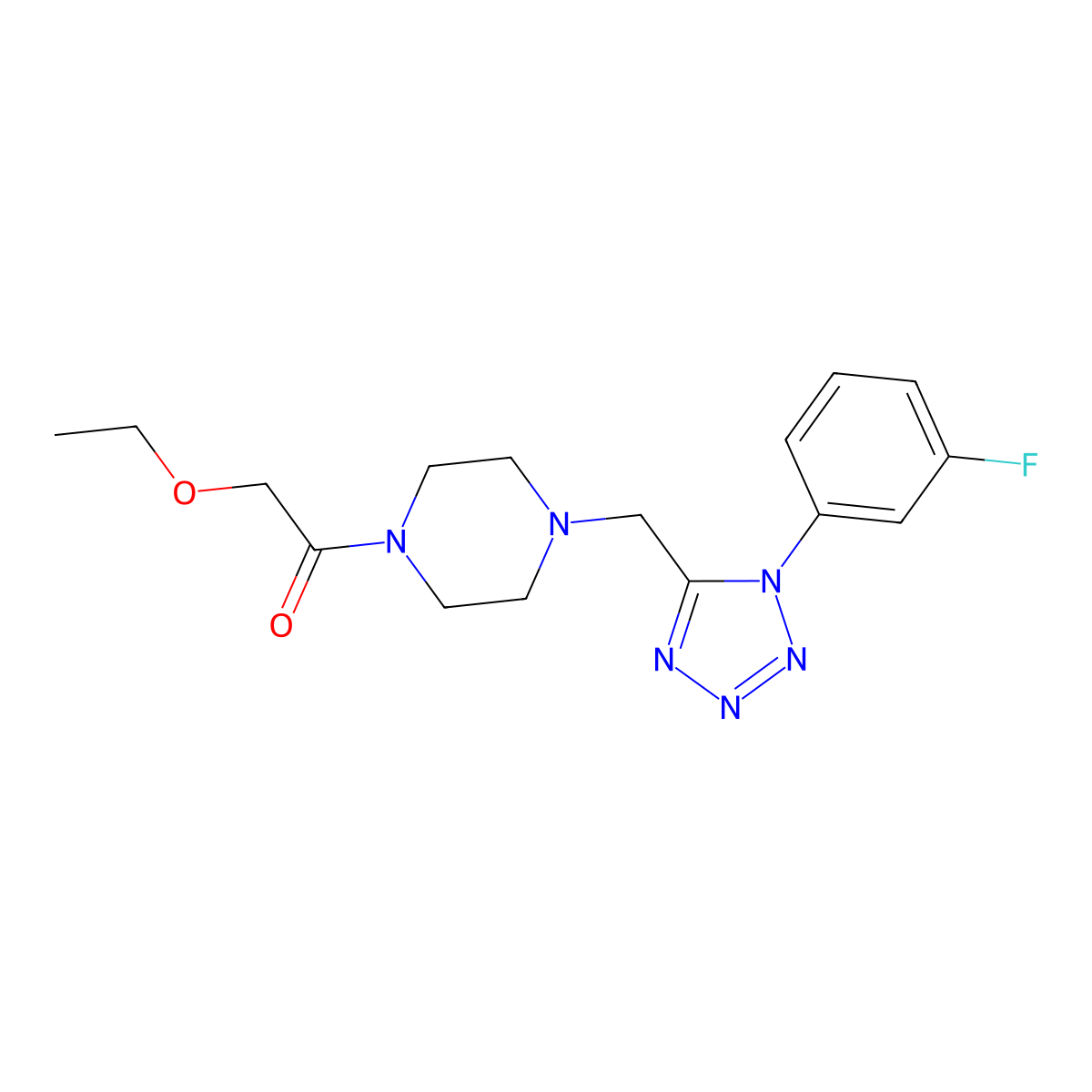 2-ethoxy-1-(4-{[1-(3-fluorophenyl)-1H-1,2,3,4-tetrazol-5-yl]methyl}piperazin-1-yl)ethan-1-one molecular structure, CAS 1049481-58-4