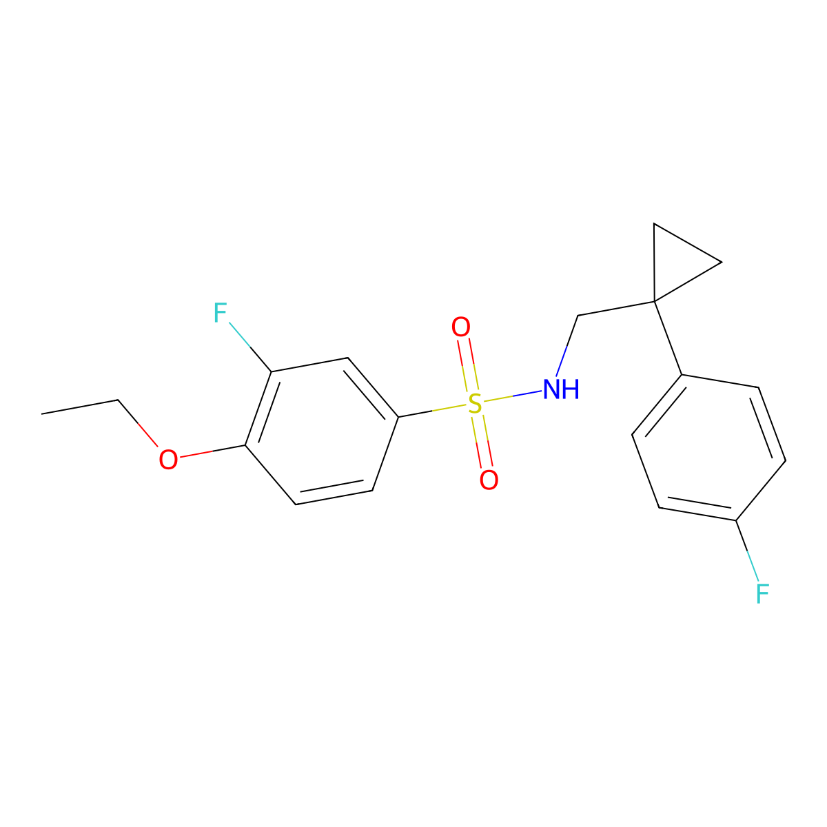 4-ethoxy-3-fluoro-N-((1-(4-fluorophenyl)cyclopropyl)methyl)benzenesulfonamide molecular structure, CAS 1049481-72-2