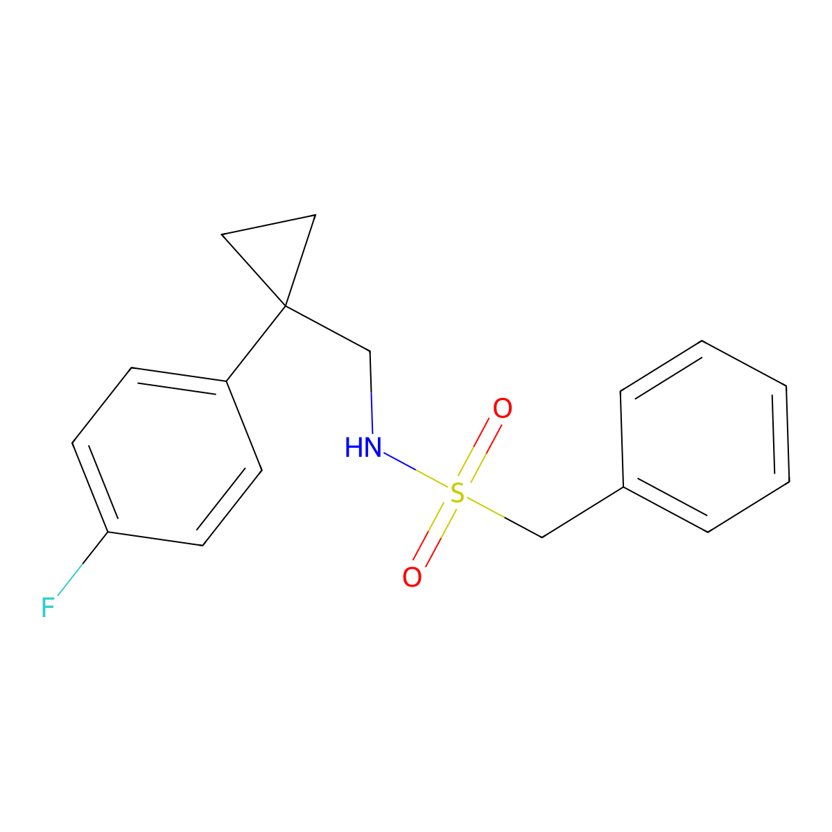 N-((1-(4-fluorophenyl)cyclopropyl)methyl)-1-phenylmethanesulfonamide molecular structure, CAS 1049481-80-2