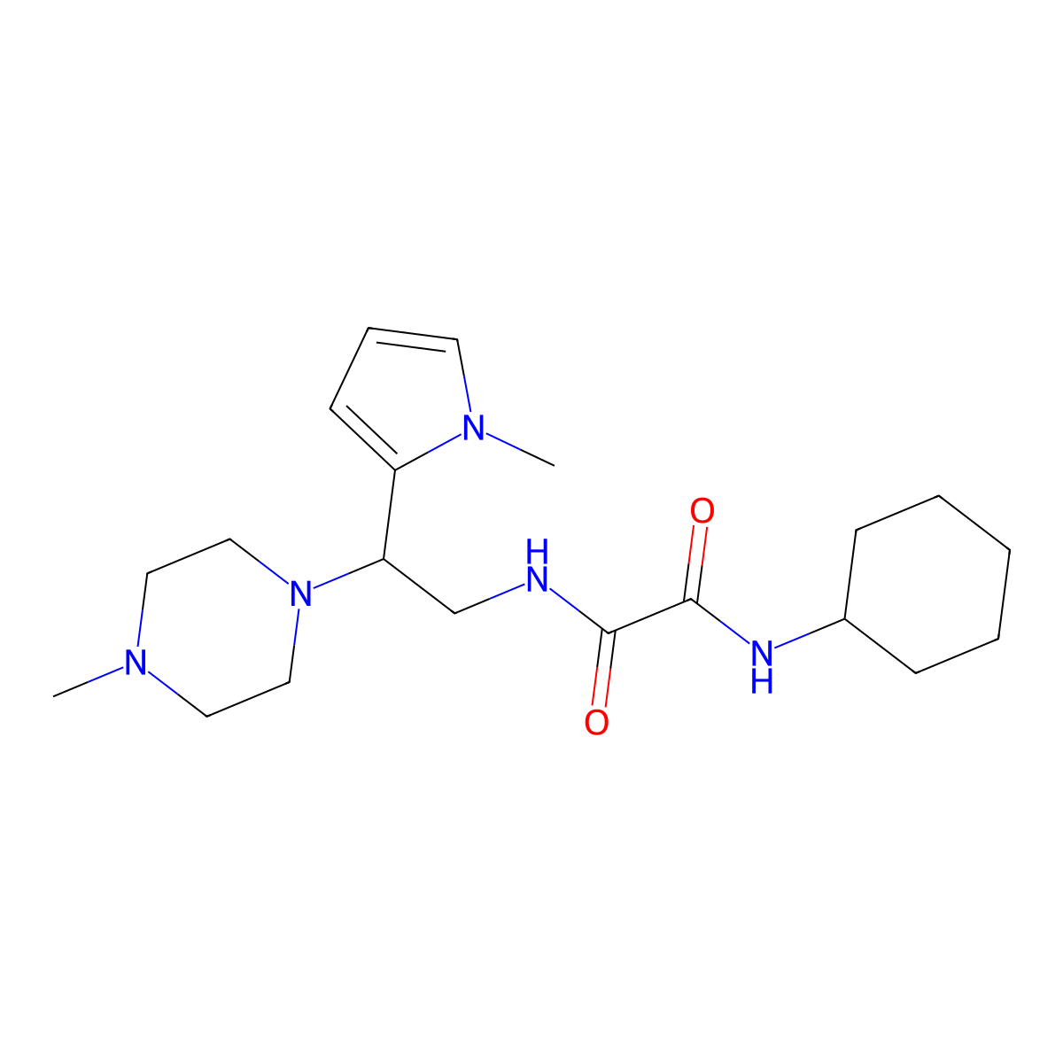 N'-cyclohexyl-N-[2-(1-methyl-1H-pyrrol-2-yl)-2-(4-methylpiperazin-1-yl)ethyl]ethanediamide molecular structure, CAS 1049482-37-2