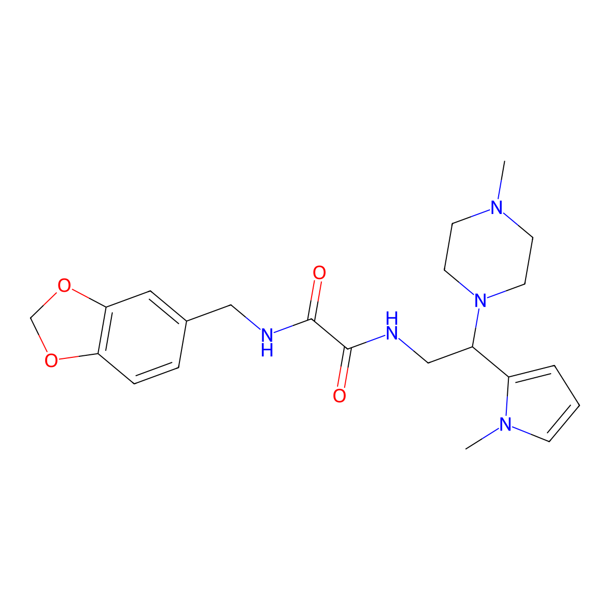 N1-(benzo[d][1,3]dioxol-5-ylmethyl)-N2-(2-(1-methyl-1H-pyrrol-2-yl)-2-(4-methylpiperazin-1-yl)ethyl)oxalamide molecular structure, CAS 1049482-69-0