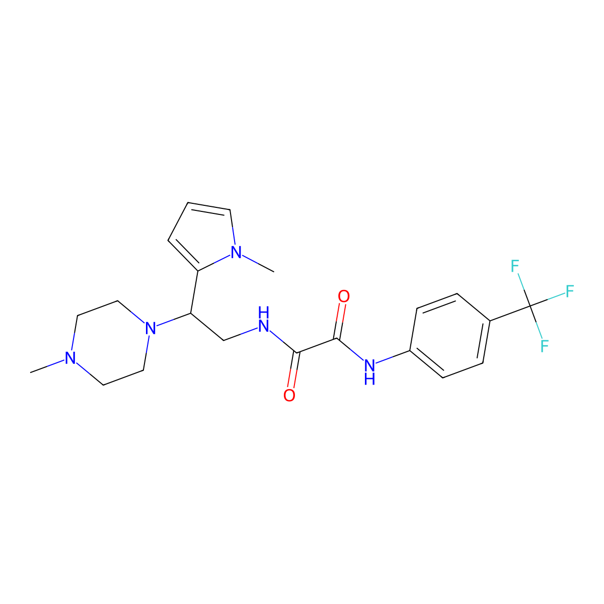 N1-(2-(1-methyl-1H-pyrrol-2-yl)-2-(4-methylpiperazin-1-yl)ethyl)-N2-(4-(trifluoromethyl)phenyl)oxalamide molecular structure, CAS 1049483-09-1
