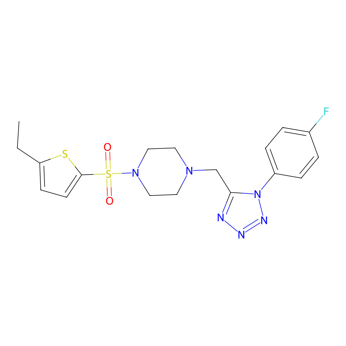 1-((5-ethylthiophen-2-yl)sulfonyl)-4-((1-(4-fluorophenyl)-1H-tetrazol-5-yl)methyl)piperazine molecular structure, CAS 1049484-52-7