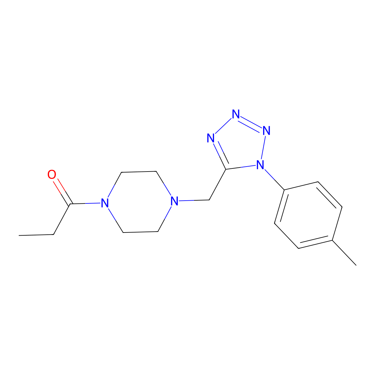 1-(4-((1-(p-tolyl)-1H-tetrazol-5-yl)methyl)piperazin-1-yl)propan-1-one molecular structure, CAS 1049484-66-3