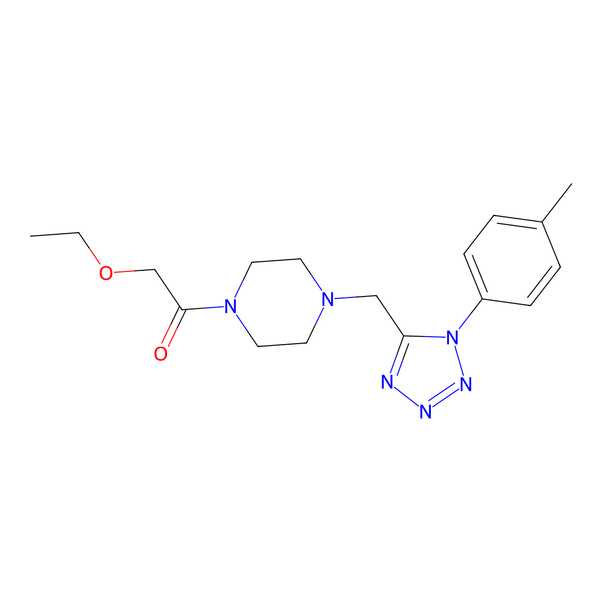 2-ethoxy-1-(4-((1-(p-tolyl)-1H-tetrazol-5-yl)methyl)piperazin-1-yl)ethanone molecular structure, CAS 1049485-20-2