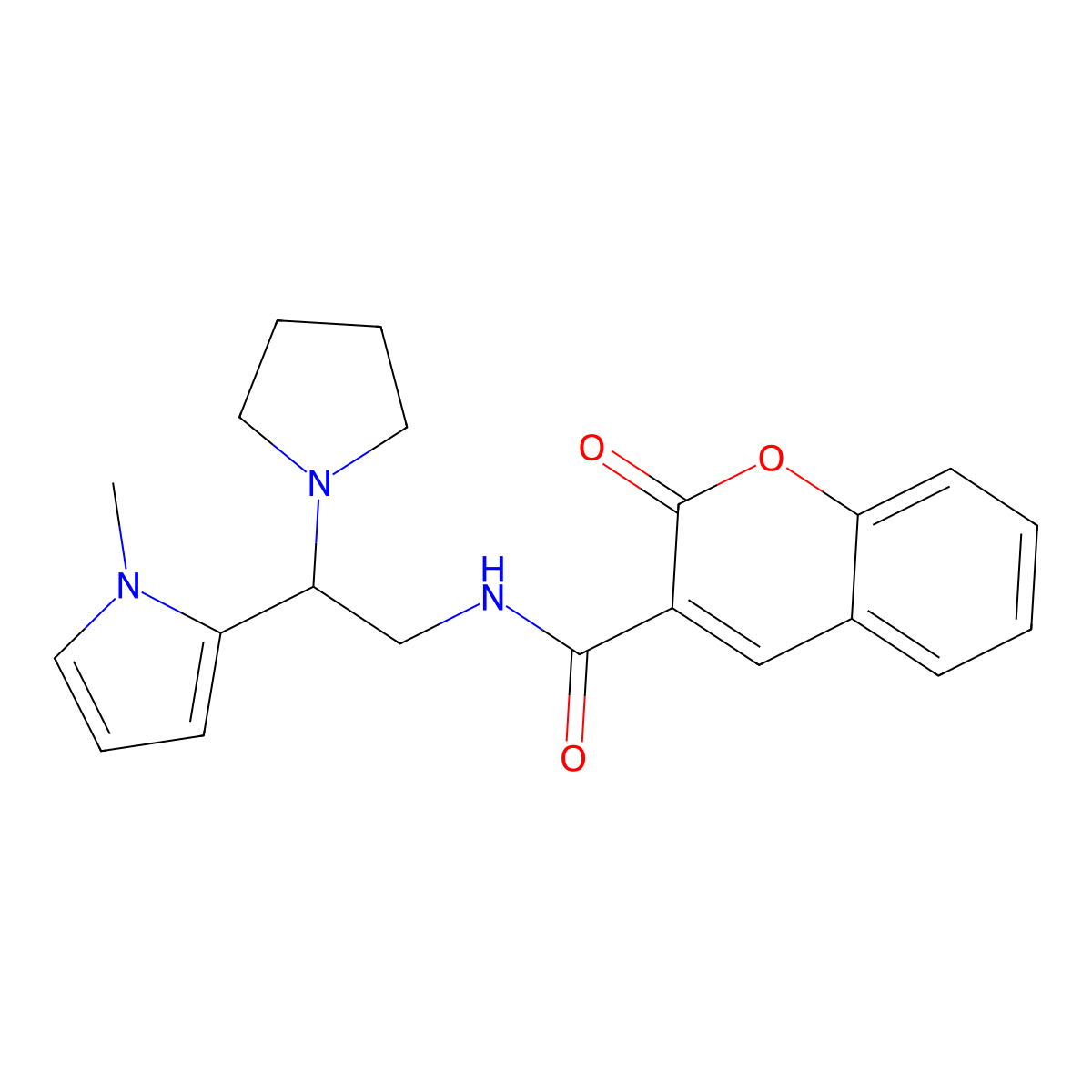N-(2-(1-methyl-1H-pyrrol-2-yl)-2-(pyrrolidin-1-yl)ethyl)-2-oxo-2H-chromene-3-carboxamide molecular structure, CAS 1049489-34-0
