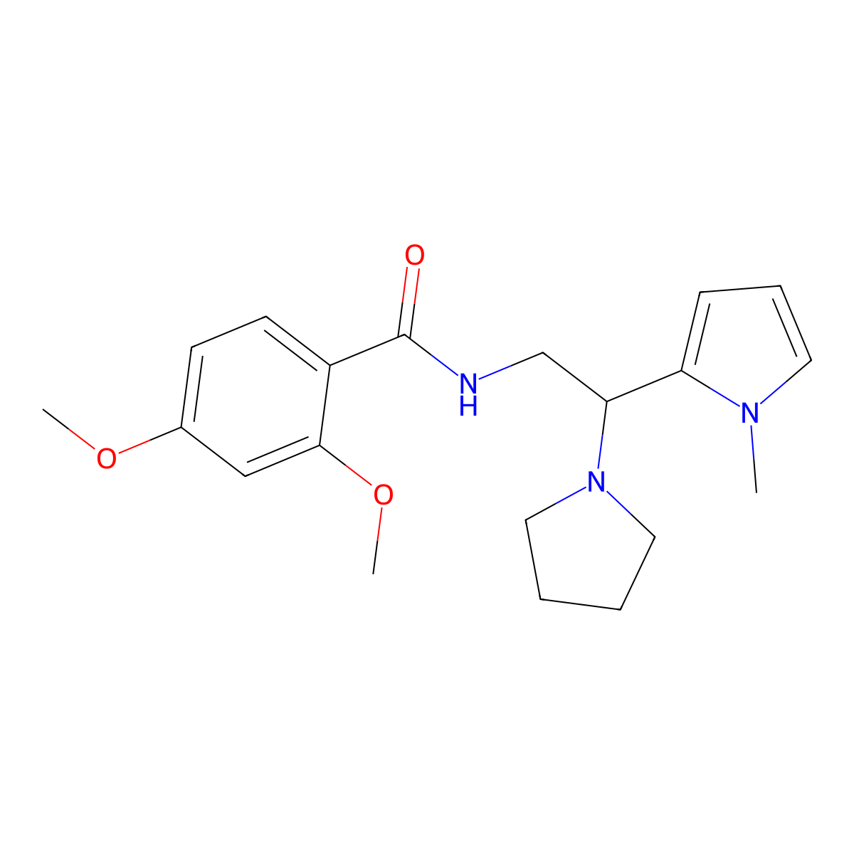 2,4-dimethoxy-N-(2-(1-methyl-1H-pyrrol-2-yl)-2-(pyrrolidin-1-yl)ethyl)benzamide molecular structure, CAS 1049489-91-9