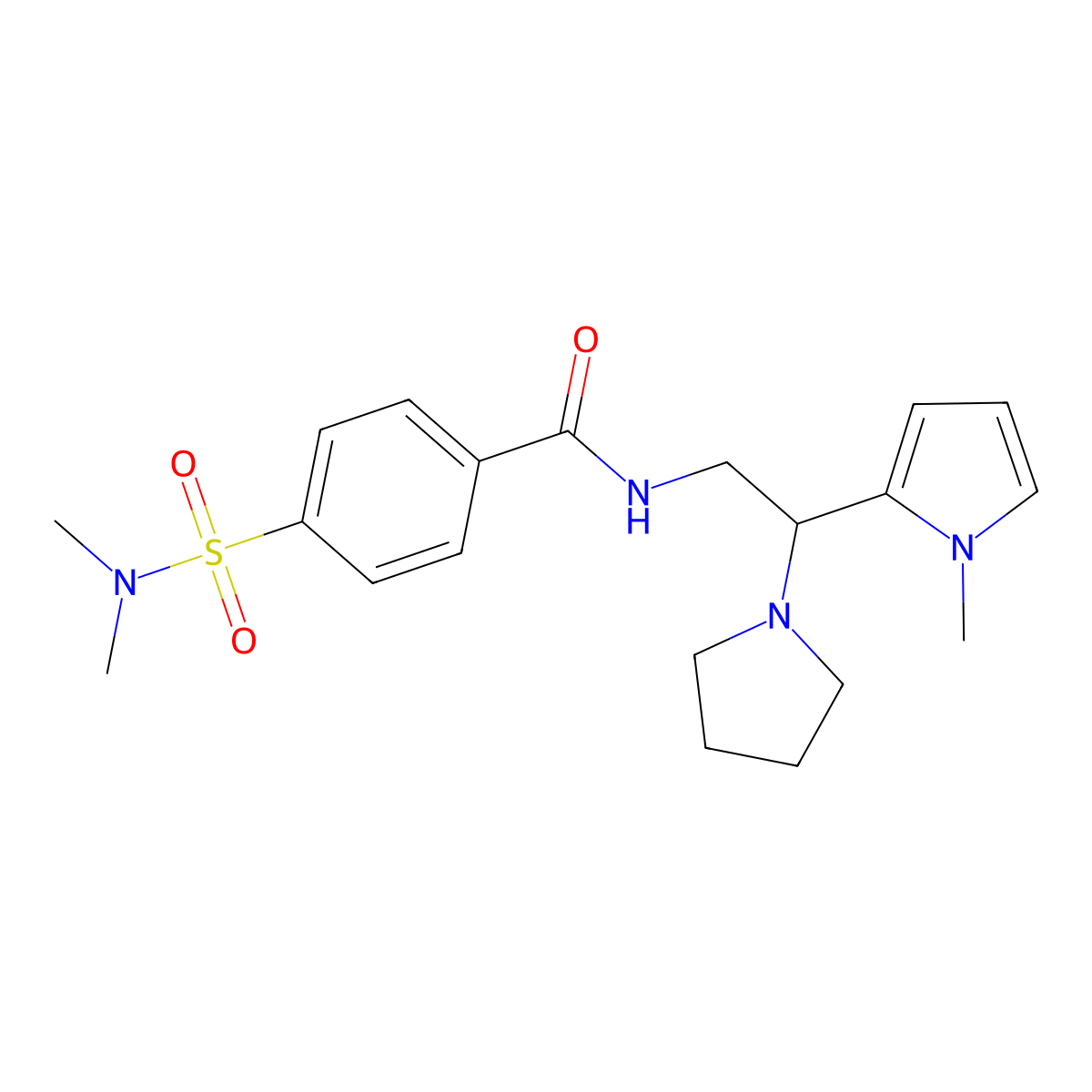 4-(N,N-dimethylsulfamoyl)-N-(2-(1-methyl-1H-pyrrol-2-yl)-2-(pyrrolidin-1-yl)ethyl)benzamide molecular structure, CAS 1049490-21-2