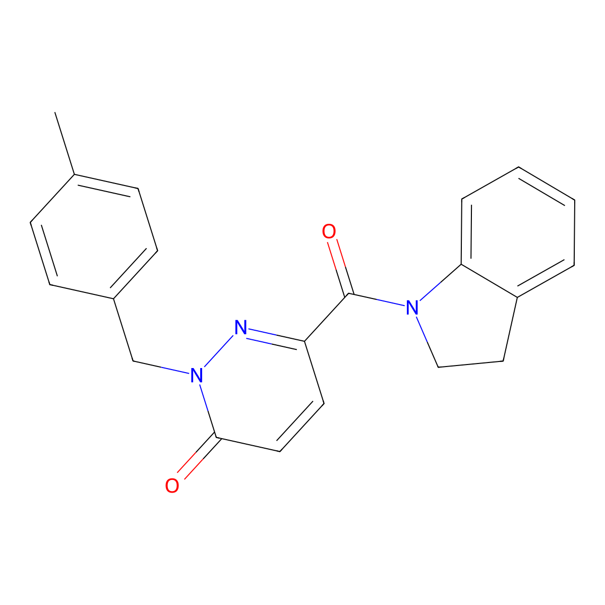 6-(indoline-1-carbonyl)-2-(4-methylbenzyl)pyridazin-3(2H)-one molecular structure, CAS 1049494-76-9
